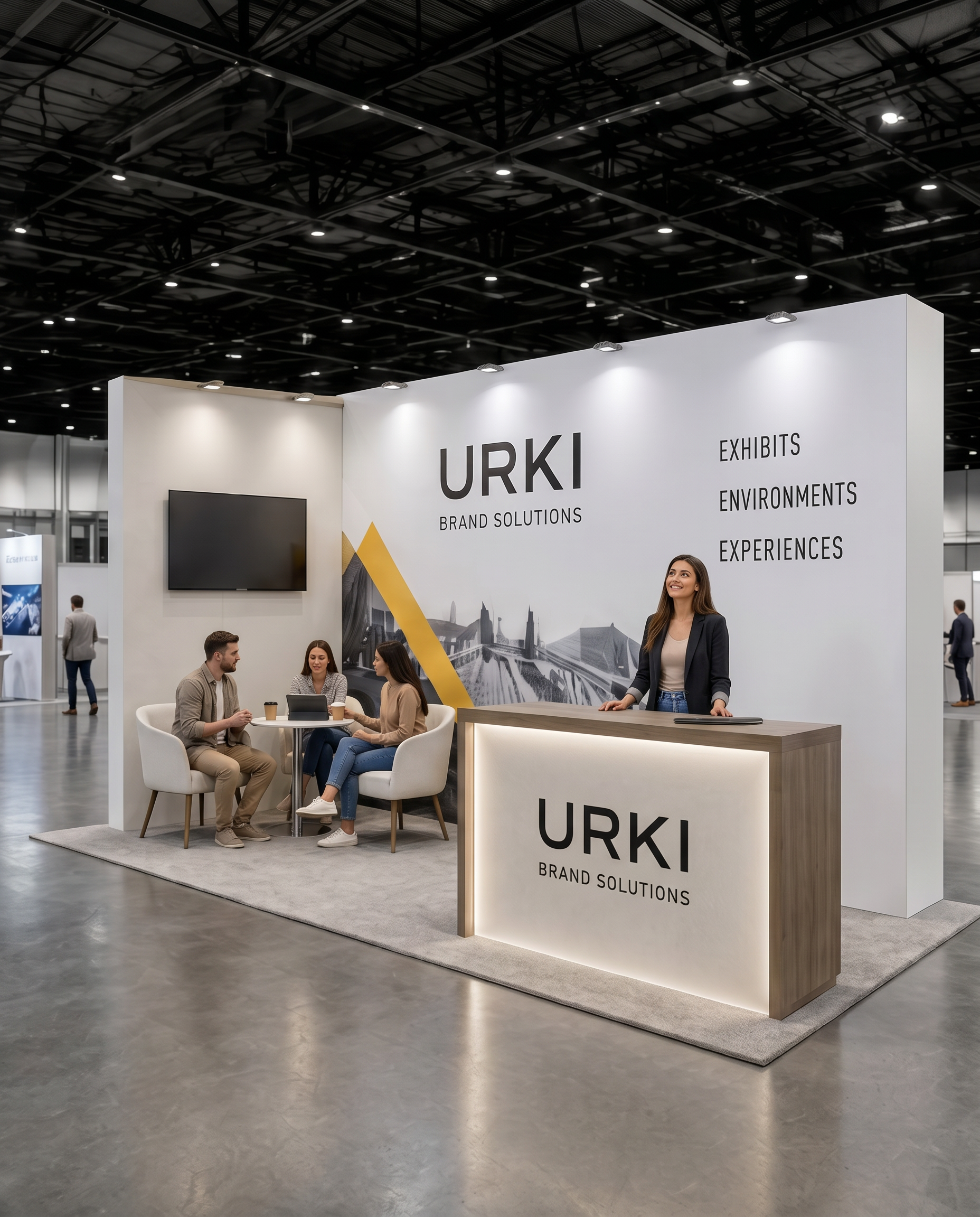 Corner trade show booth, 10' x 20'